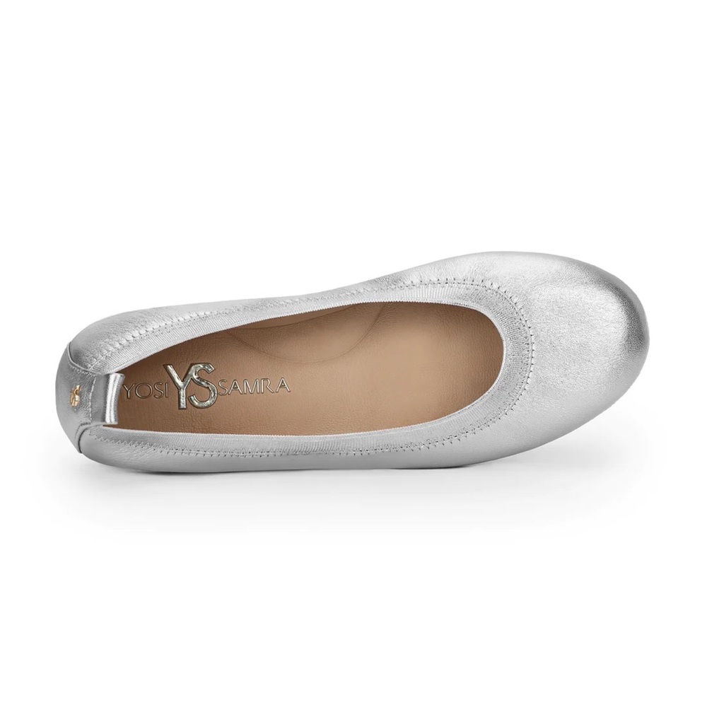 NEW!! Little Girls US 11, YS Yosi Samra Silver Foldable Flats - Super Cozy!
